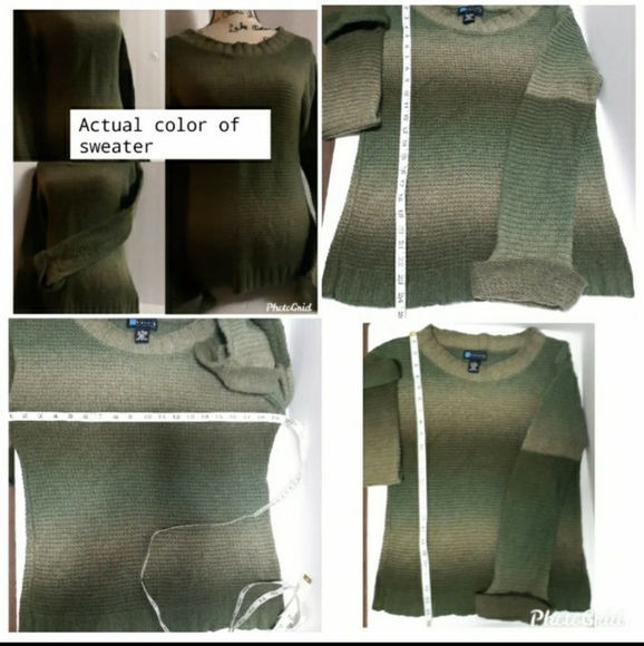 Women's Army Green Tie dye Look Kint sz Large Relativity sweater - Picture 2 of 9